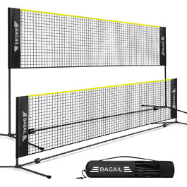 BAGAIL Portable Badminton Net Set - Adjustable Height, 4.2M, Yellow/Black - for Badminton, Tennis, Volleyball