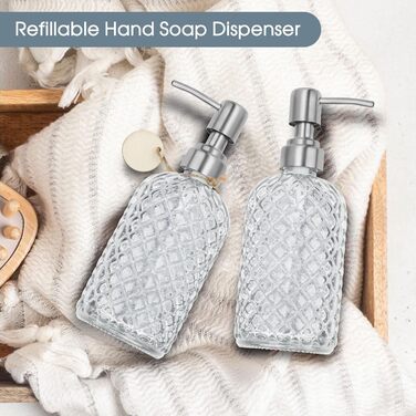 Скляні дозатори для мила Topsky (2 шт.), 400 мл, з нержавіючою помпою, для кухні та ванної кімнати