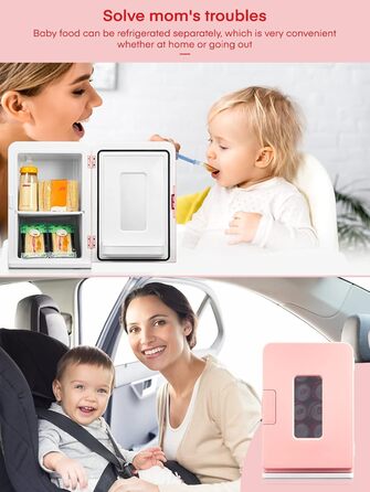 Northclan 15L Mini Fridge - Portable Cooler & Warmer for Home & Car - 220V AC/12V DC - Pink