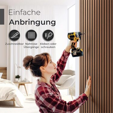 Акустичні настінні панелі з натурального горіха (набір 2 шт), 120x60x2.1 см, чорний звукопоглинаючий фільц — 3D панелі для шумоізоляції та оздоблення стін