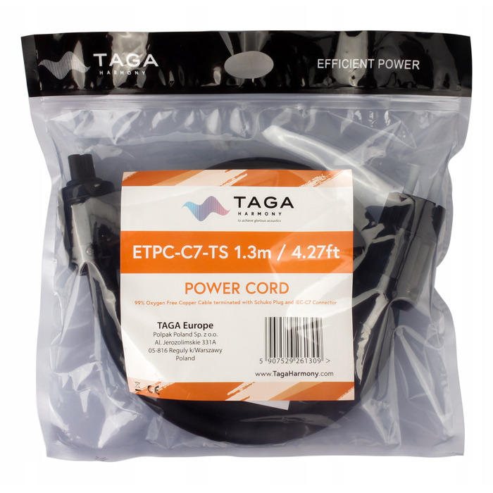 Кабель живлення Taga Harmony ETPC-C7-1.3M (вісімка), 1.3 м
