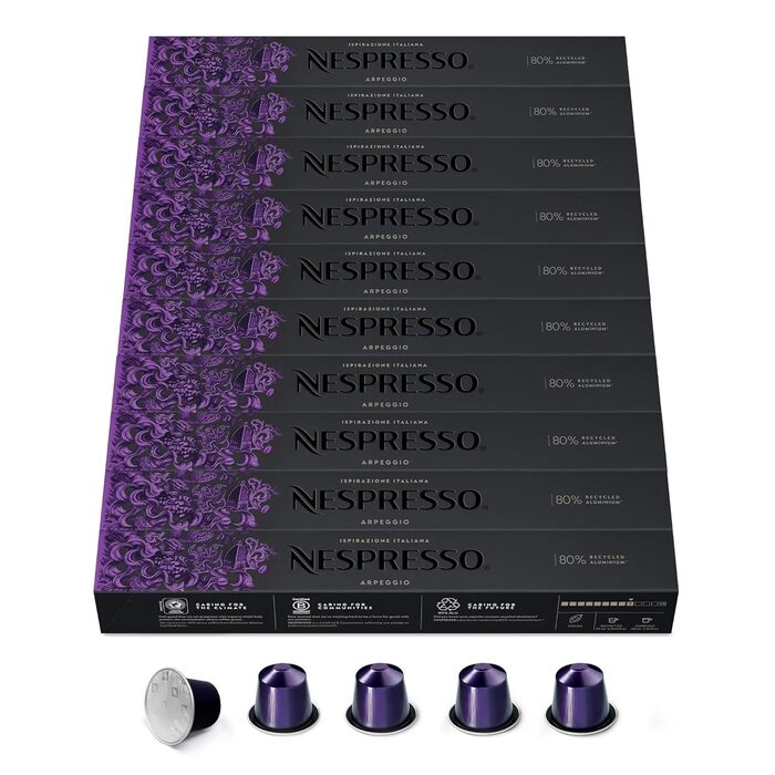 Кава Nespresso Original Arpeggio, темне обсмаження, 100 капсул, сумісна з кавомашинами Nespresso Original