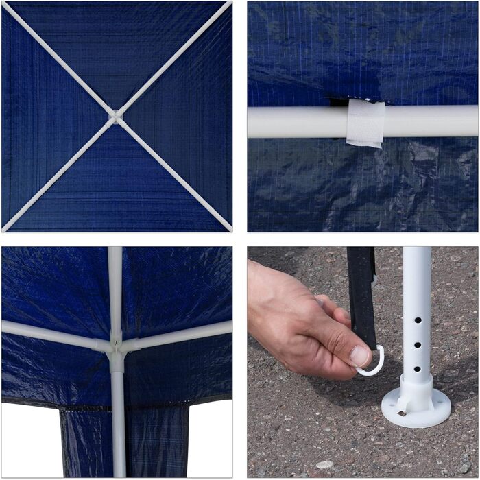 Relaxdays Gazebo Tent HBT: 2.5 x 3 x 3 m Garden Gazebo with square footprint and 100% PE roof Party tent for festivals or celebrations Pavilion with steel frame, pavilion, white (Blue)