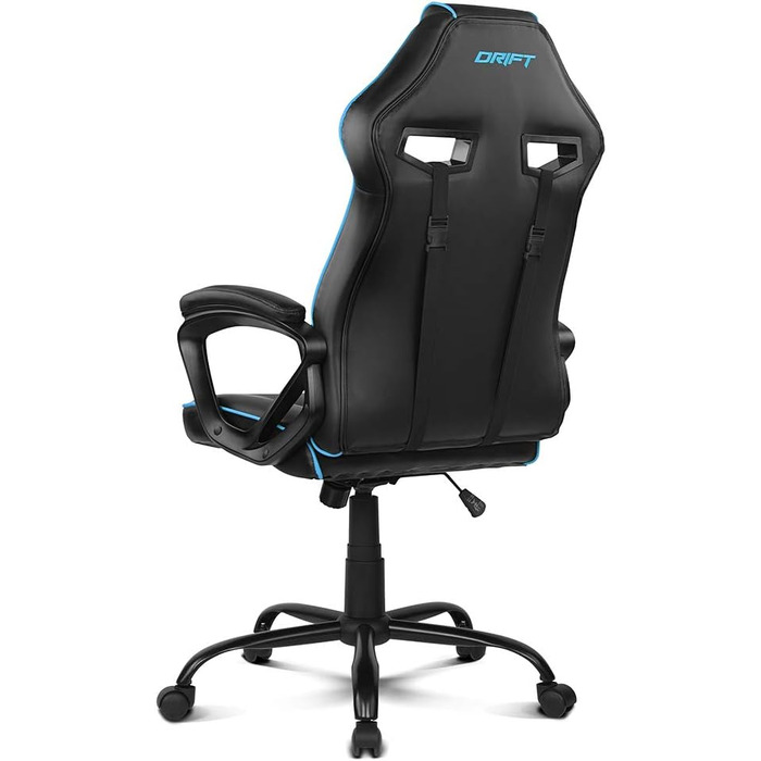 Ігрове крісло DRIFT GAMING DR50 (DR50BL) професійне, регулювання висоти, гойдання, м'які підлокітники, штучна шкіра, чорно-синє, 67x122-131x67 см