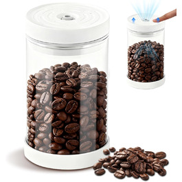 Герметичний контейнер для кави на 1100 мл з нержавіючої сталі, вакуумний, з клапаном, для кавових зерен, чаю, горіхів, печива, какао - білий