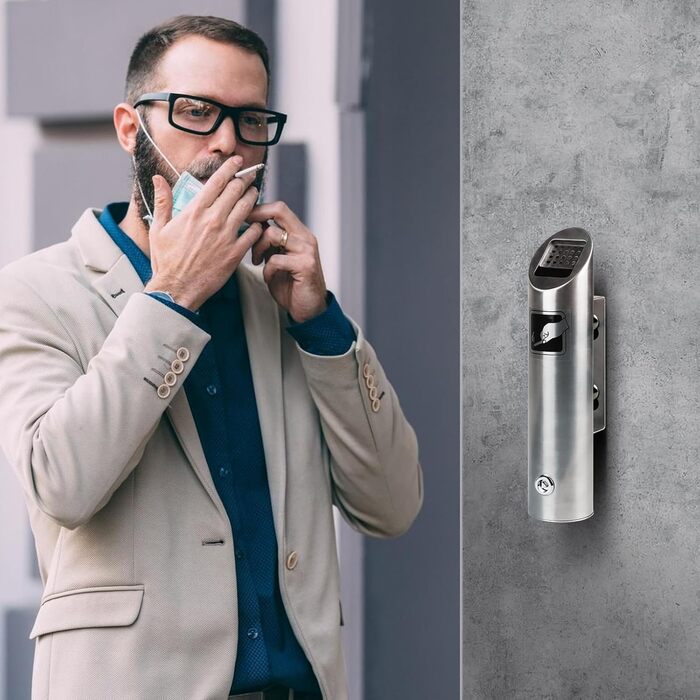 Настінний попільничка CPROSP з нержавіючої сталі, 28.5 x 6.5 см, з замком, для саду, двору, вілли, монтаж на стіну