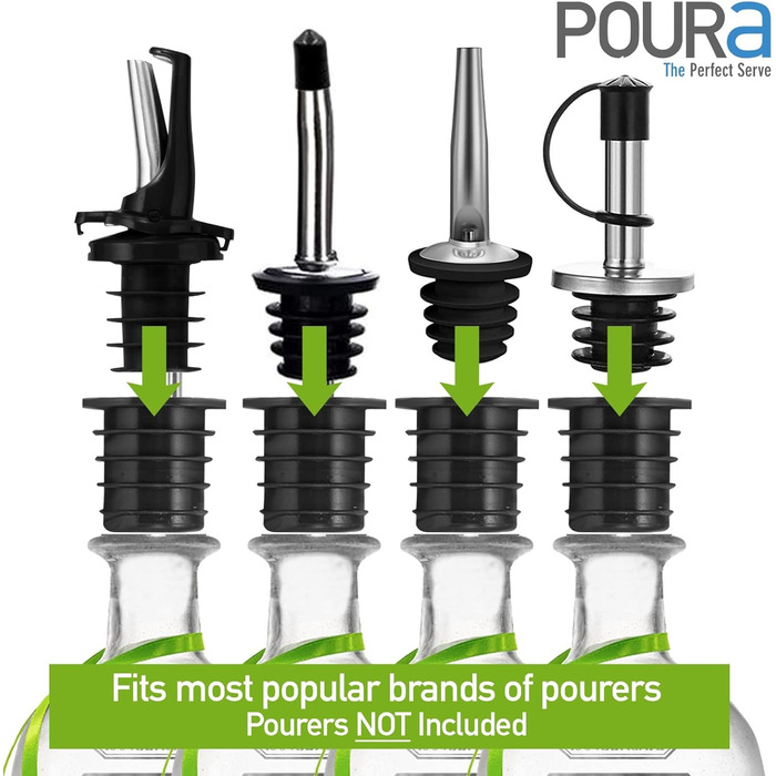 Виливники для спиртних напоїв та оливкової олії: набір з 2 шт. з адаптерами (6 шт.) | Нержавіюча сталь, чорний колір, для посудомийної машини