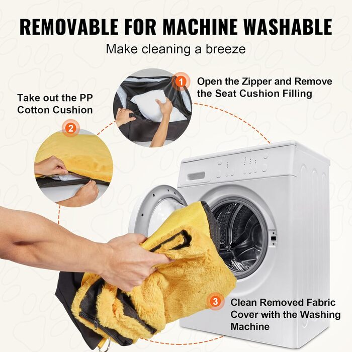 Автокрісло для собак VEVOR, підйомник для собак у машину з кишеню для зберігання, автокрісло для домашніх тварин з прикріпленою страховою лінією, губчаста наповнювач, автоліжко для собак середніх та великих порід до 25 кг (Чорний, S)