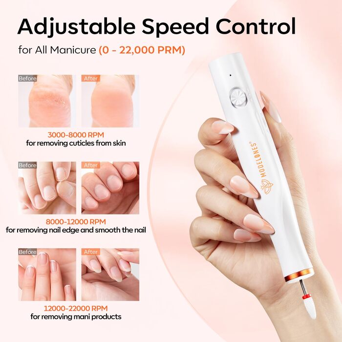 Бездротовий набір фрезер для нігтів Modelones 13 в 1: манікюр, педикюр, LED, 25000 об/хв