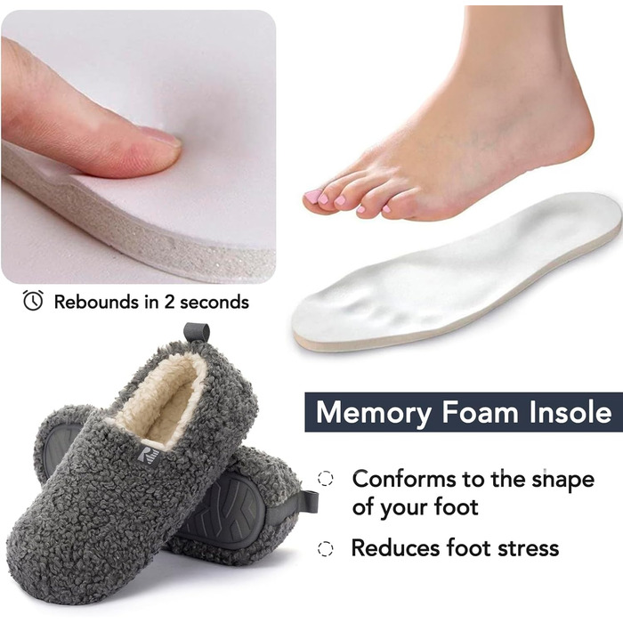 Тапочки жіночі RockDove Puff-Ease з штучного хутра, закритий задок, халатні (39 EU, світло-сірий)