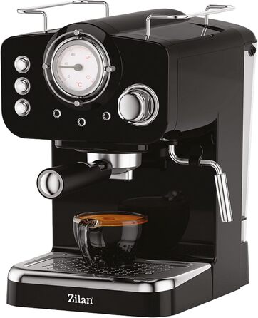 Zilan Espresso Machine with Milk Frother | Semi-Automatic Espresso Machine | Cappuccino Machine | Portafilter Coffee Machine | 1.25 L Water Tank | 15 bar | Retro Design