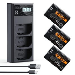 Акумулятор Canon LP-E6P (3 шт.) K&F Concept + Зарядний пристрій на 3 слоти, 2400mAh для Canon EOS R5, R6, R7, 5D Mark IV