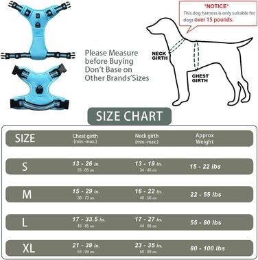 Нашийник для собак No-Pull, м'який, дихаючий, регульований, зі світловідбиваючими елементами, анти-тяга, з ручкою, зелений (XL, блакитний)
