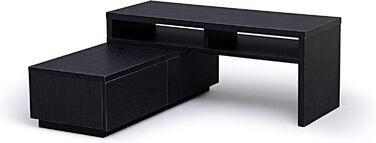 Iris Ohyama TV Furniture, TV Cabinet, TV Stand, TV Wall Mount for screens up to 43 inches, 4 shelves, Extendable, Contemporary, Bedroom, Living Room - TV Cabinet - SAB-100 - White Oak (Black Oak, TV size up to 43 inches, Expandable)