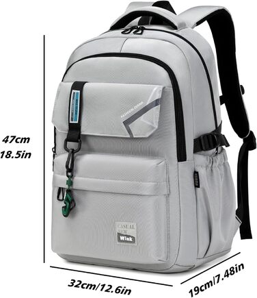Шкільний рюкзак для підлітків та дітей: 8-14 років, світло-сірий, великий, для школи, буденних потреб