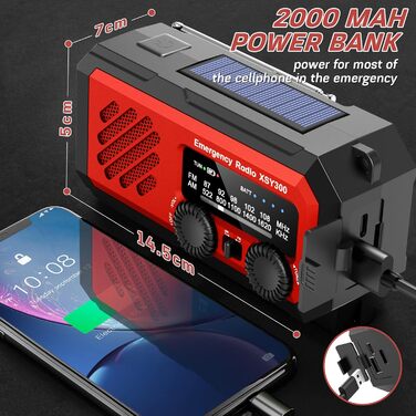 Радіопортативне YIKANWEN з ручним генератором, акумулятор 2000mAh, AM/FM, ліхтарик LED, зелений - для дому та кемпінгу