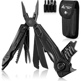 Freelander 21-in-1 Folding Multitool - Pliers with Knife, Saw, Screwdriver Bits - Camping Gear with Nylon Pouch for Outdoor Use, Men's Gift