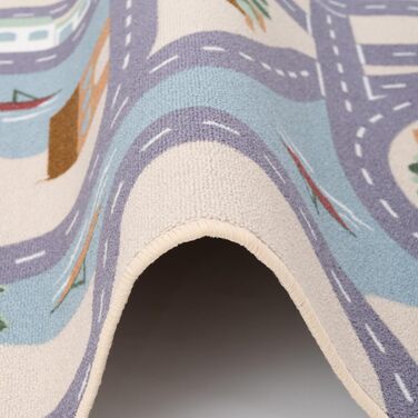 Дитячий килим Snapstyle Fun Town Бежевий, 80x160 см, прямокутний - килимок для дитячої кімнати, міцний та легкий у догляді