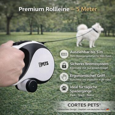 Висувна поводок для собак великих порід Flexi, 8м, до 50кг з гальмом та тримачем для відходів (15 шт.)