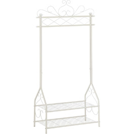 SONGMICS Vintage Style Clothes Rack Wardrobe Clothes Rail with Clothes Rod and 2 Shelves made of Metal 92 x 173 x 41 cm (W x H x D), Cream White, HSR07W