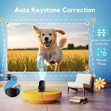 Розумний проєктор AKIYO O2: 1080P, Android 11, WiFi 6, Bluetooth 5.4, HDMI, USB, підтримка PS5, автоматична корекція трапеції, обертання 180°