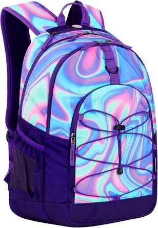 Рюкзак Choco Mocha для підлітків, Tie Dye, для подорожей та школи, 18 дюймів (фіолетовий блиск)