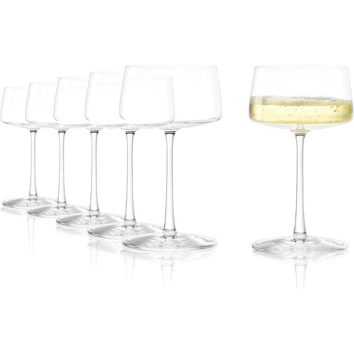 Stölzle Lausitz Champagne Coupes Power 6-Piece Set 275 ml – Elegant crystal glasses ideal for Champagne, sparkling wine & Prosecco – High-quality sparkling wine glasses made in Germany – Dishwasher & impact resistant