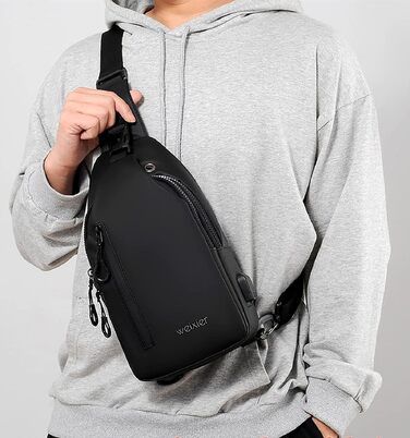 Чоловіча сумка-слінг через плече Crossbody: водонепроникна нагрудна сумка для прогулянок, їзди на велосипеді та роботи (Чорна)