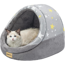 Jiupety Cat Cave, Cat House, Cat Basket, Cat Bed with Non-Slip Bottom, Washable Detachable Cushion, M (41 cm x 41 cm x 33 cm), (Gray, L 41 cm x l 41 cm x H 33 cm)