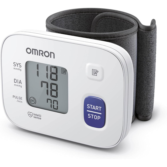 Тонометр OMRON RS1 на зап'ястя, автоматичний, клінічно перевірений, манжета 13,5-21,5 см, контроль посадки манжети