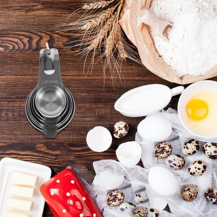 ABOOFAN 2-Piece Set of Mini Baking Cups - Reusable Coffee Cups Made of Paper with Lids, Spoon, Microwave-Safe, Dispenser, Small Measuring Cup, Automatic, Silver, Stainless Steel