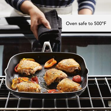 KitchenAid Grill Pan/Griddle with Spout, Hard Anodized, Non-Stick Coated, Square, 29 cm, Matte Black Grill Pan (28.6 cm)