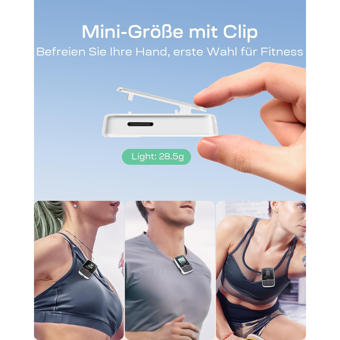 MP3-плеєр YOTON з Bluetooth 5.2, Hi-Fi звук, FM-радіо, диктофон, регулятор гучності, навушники, підтримка SD до 128 ГБ (Білий)