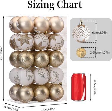 Набір прикрас для ялинки Shareconn 30 шт. 60 мм (Червоний & Золотий)