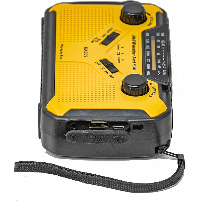 Радіо Kaito Voyager ECO з сонячною панеллю та ручним генератором, AM/FM/NOAA, LED-ліхтарик, USB-зарядка для телефону