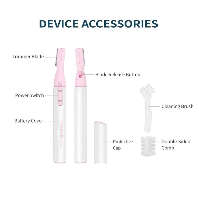 TOUCHBeauty Електричний тример для брів AG-815B (Рожевий) - прецизійний коректор з гребенем, бездротовий, для жінок