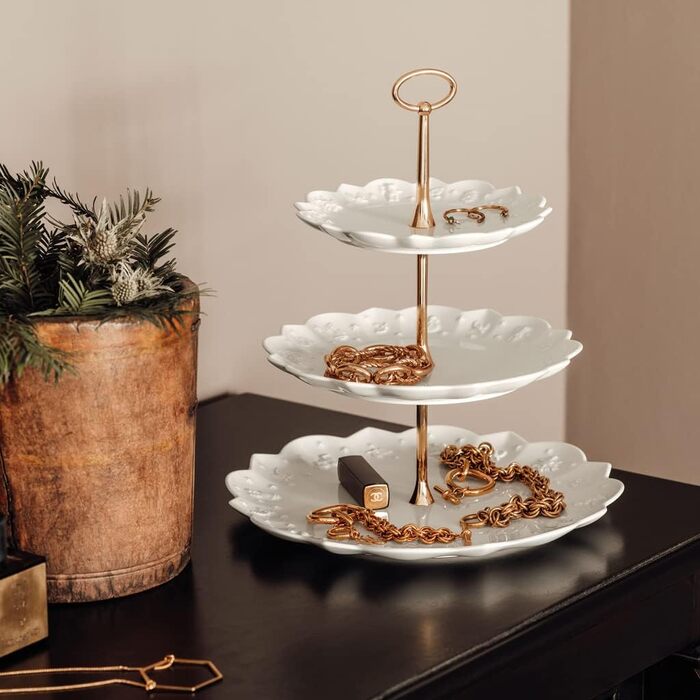 Декоративна етажерка Villeroy & Boch Toys Delight Royal Classic з преміум порцеляни, біла, для печива, випічки та тістечок