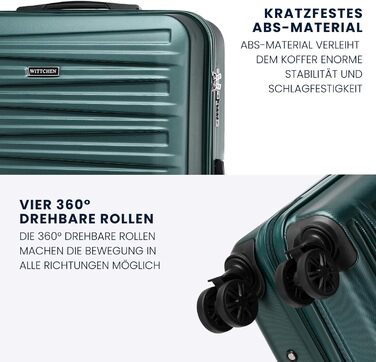 WITTCHEN Skyspeed Line - великий валіза-телескопічний кофр з ABS, 4 колеса, комбінаційний замок, для авіакомпаній Lufthansa/Eurowings/Ryanair/Condor