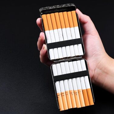 Металеве портсигар преміум-якості з гравіюванням, елегантні мотиви, міцний та довговічний, для 16 сигарет – унісекс, чоловічий/жіночий, срібний