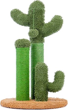 Kratzbaum Kaktus, creative cat tree design, 3-post set, green, - 42 * 68.5cm, AY405-HZ--66GN-B (L, Brown)