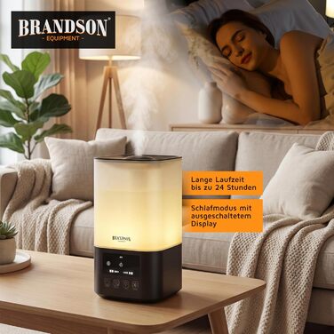 Зволожувач повітря Brandson 2.5л з керуванням від пульта, LED-підсвічуванням RGB та тихим мотором 30dB - для спальні, дитячої, вітальні