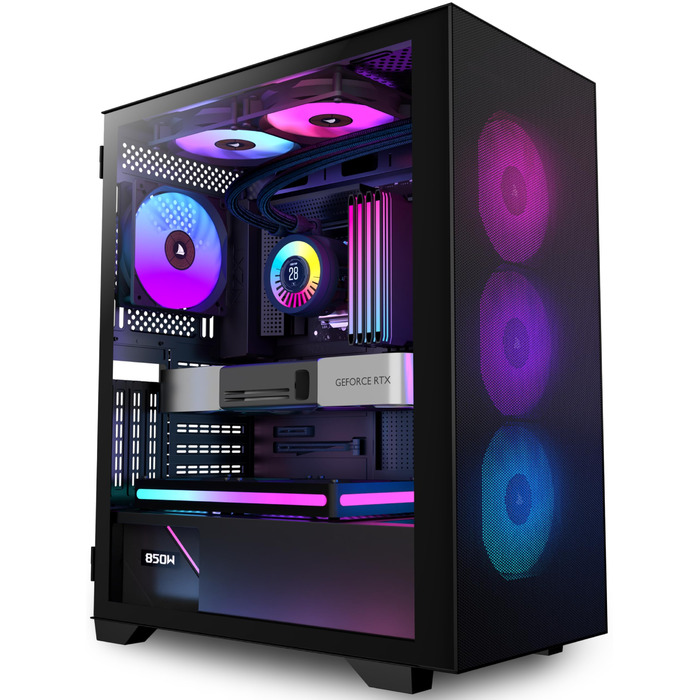 Корпус ПК KEDIERS H05: Ігрова Mid-Tower з 6 вентиляторами ARGB та скляною панеллю