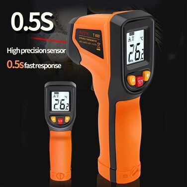 Інфрачервоний термометр, цифровий лазерний вимірювач температури -58°F~1112°F (-50°C～600°C) IR термопістолет (Не для людей). Ідеально підходить для приготування їжі, смаження, кухні, барбекю, м'яса, цукру, морозильної камери
