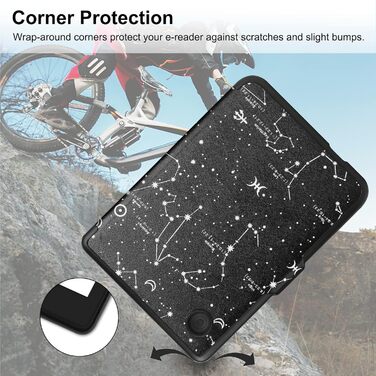 Чохол-книга HGWALP для Tolino Shine 5/Shine Color/Shine 4 та Kobo Clara Colour/Clara BW/Clara 2E eReaders, преміум-якість, авто-ввімкнення/вимкнення (Constellation)