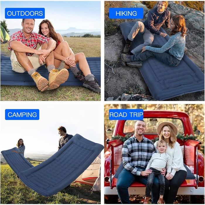 Douthfolle 12cm Camping Sleeping Pad - Inflatable Sleeping Mat with Foot Pump - Waterproof & Super King Size for Hiking, Outdoor, Camping, Tent & Travel