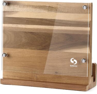 SANHUI Natural Acacia Wood Knife Block, Elegant and Practical Double-Sided Magnetic Knife Holder, Convenient and Durable, Perfect for Kitchen Knife Display
