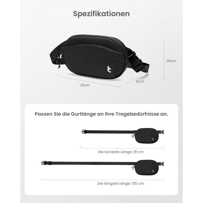 tomtoc жіноча поясна сумка-слінг з RFID захистом, 1.5 л, для подорожей, повсякденного використання, фестивалів, спорту, хайкінгу, зелена (чорна)