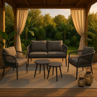 Комплект садових меблів ExitoDesign з металу, сірий, 5 предметів