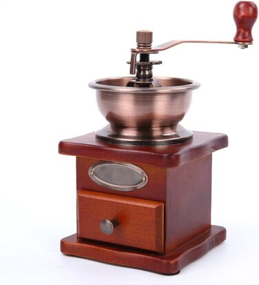 Manual Coffee Grinder Adjustable Coarseness Coffee Grinder Burr Grinder Coffee Bean Grinder Vintage Wooden Hand Grinder Handheld Coffee Grinder for Home Kitchen Office Camping Travel