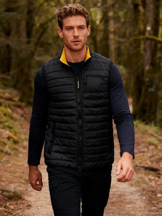 Чоловіча легка степкова жилетка Krumba для зими: утеплена жилетка з підтримкою тепла для щоденних поїздок, прогулянок з собакою та відпочинку на природі. Чорний колір.